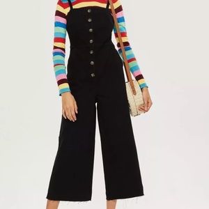 TopShop petite moto denim buttoned jumpsuit